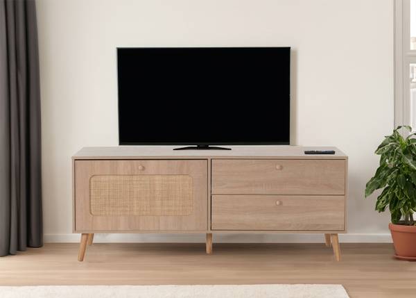 Meuble TV M38 Marron - Peuplier - 140 x 56 x 41 cm