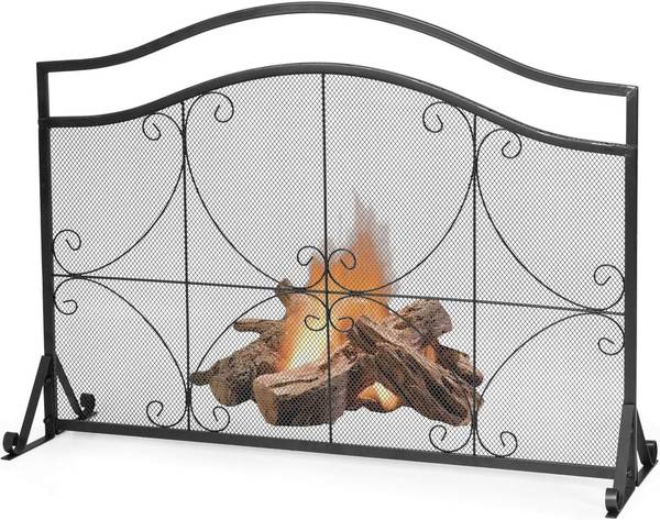 Enceinte de cheminée HW65641 Noir - Métal - 34 x 84 x 113 cm