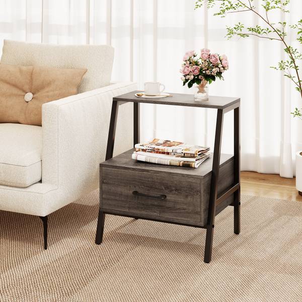 Nachttisch TG33226SDDE Grau - Holzwerkstoff - 35 x 53 x 45 cm