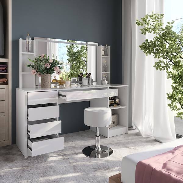 Schminktisch Sherry 57655 Weiß - Holzwerkstoff - 159 x 76 x 51 cm