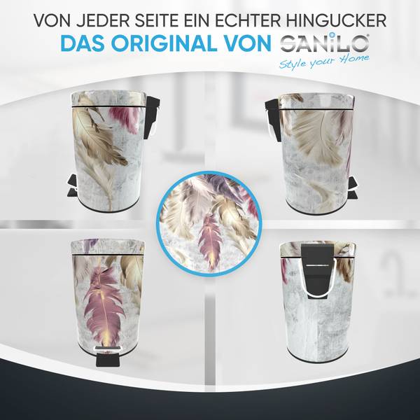 Kosmetikeimer Federn Beige - Grau - Violett - Metall - Kunststoff - 17 x 25 x 25 cm