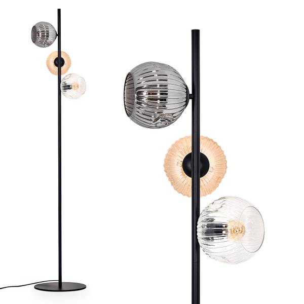 Stehlampe Cesaro Grau - Gelb - Metall - 17 x 33 x 69 cm