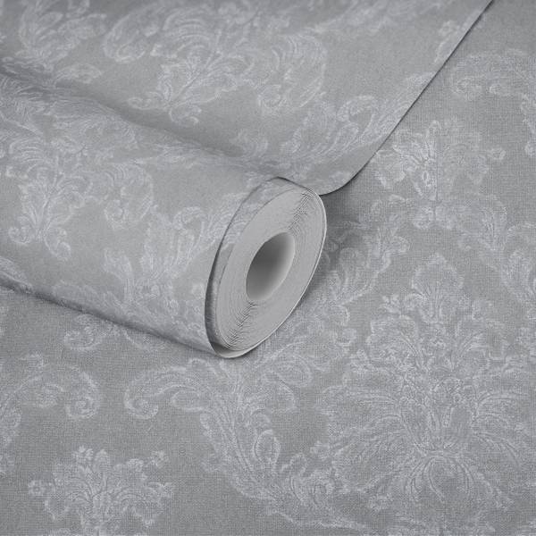 Vliestapete 4029 Barock Optik modern Grau - Weiß - Fleece - 53 x 1005 x 1 cm