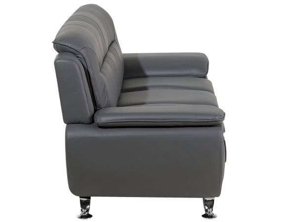 Zitgroep LEIRA 3-delig grijs - zilver - kunstleer - 201 x 44 x 86 cm