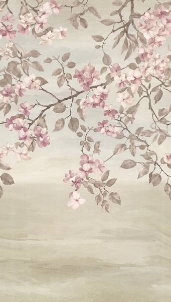 Vliestapete Suspending Spring Beige - Pink - Fleece - Vinyl - 159 x 280 x 1 cm