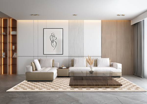 Teppich CHECKERS Beige - 200 x 290 x 200 cm
