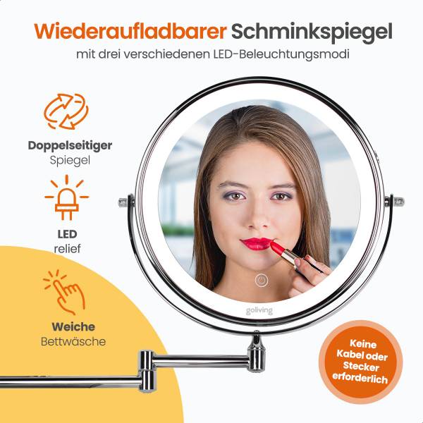 Make-up Spiegel Illumination Silber - Metall - 27 x 27 x 27 cm