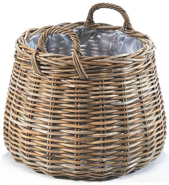 Pflanzkübel RATTANXXLROUND Grau - Rattan - 48 x 36 x 48 cm