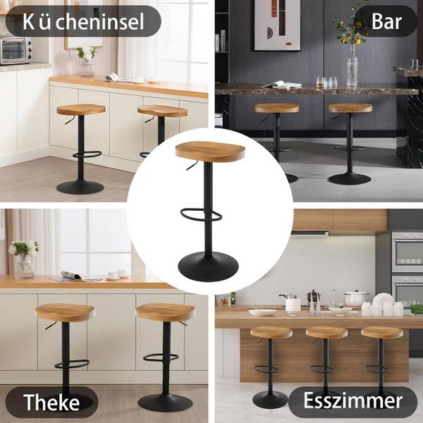 Barhocker Janko(2er Set) Braun - Metall - Massivholz - 42 x 81 x 32 cm