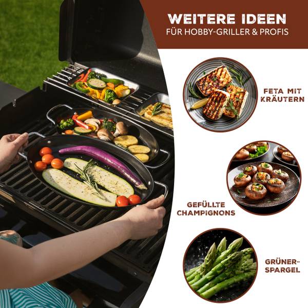 Fischgrillpfanne 14146 (2er-Set) Schwarz - Metall - 40 x 4 x 21 cm
