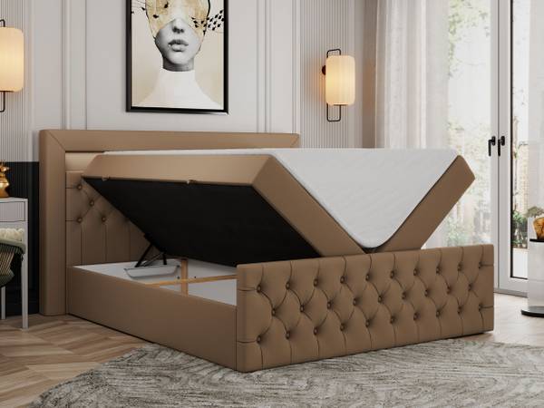 Boxspringbett GOLD-9 Braun - Breite: 168 cm - H4