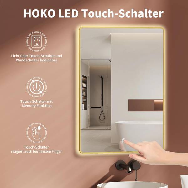 LED Badspiegel mit Beleuchtung Mexico 70 x 100 cm