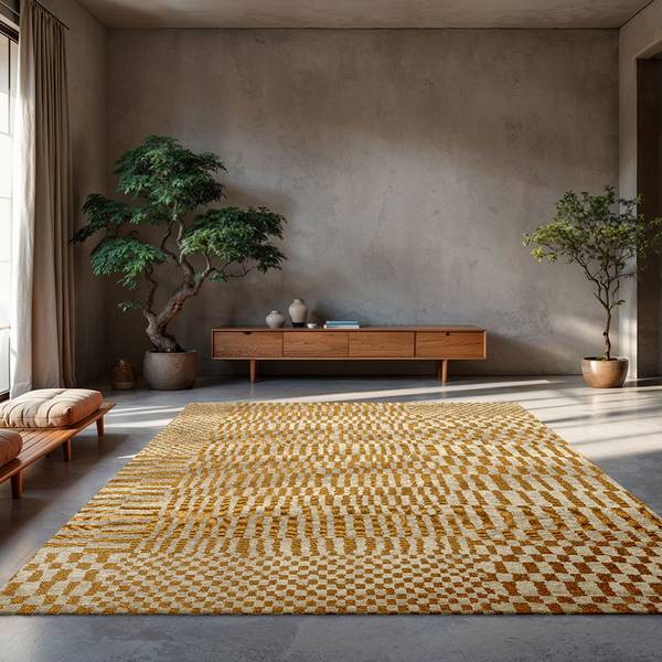 Teppich Berber, Drinnen/Draußen waschbar Senfgelb - 140 x 200 cm