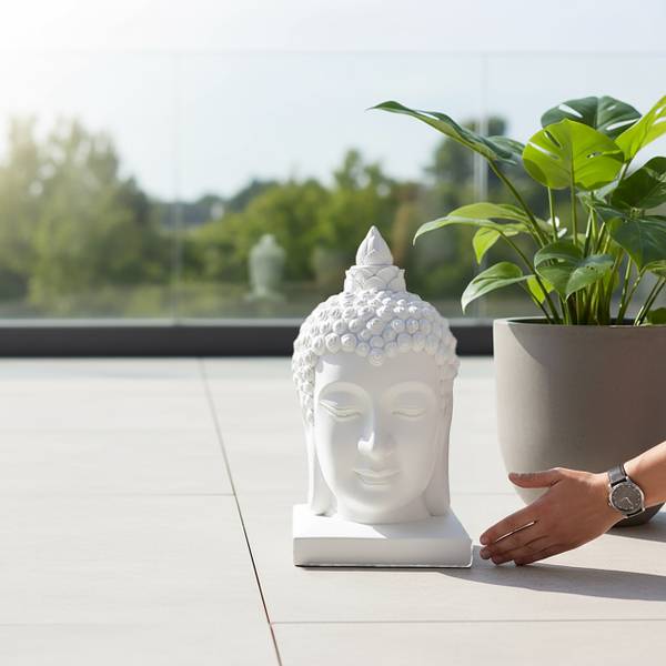 Buddha-Kopf 60 cm Weiß - Polyresin - 37 x 67 x 37 cm