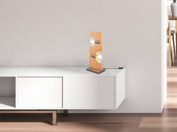 Tischleuchte Holz mehrflammig Höhe 52cm Braun - Silber - Eisen - 22 x 52 x 15 cm