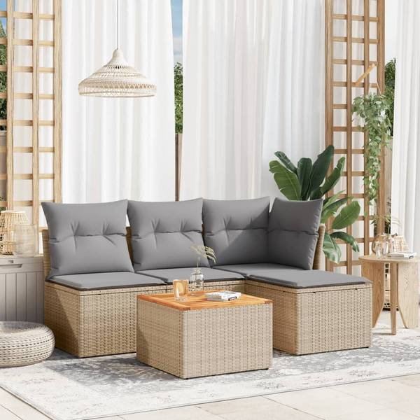 Loungeset 3034593 set van 5 beige - grijs - lichtgrijs