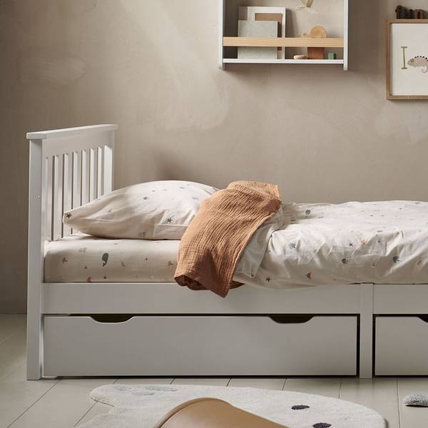 Kinderbett MILO Weiß - Massivholz - 98 x 75 x 208 cm