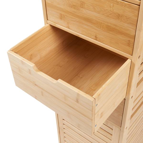Hochschrank Boksereys Beige - Bambus - 35 x 180 x 35 cm