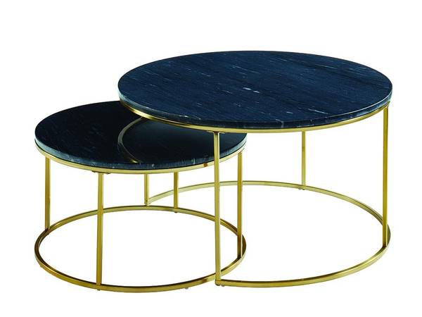 Couchtisch Set ANGELA Schwarz - Massivholz - 80 x 45 x 80 cm