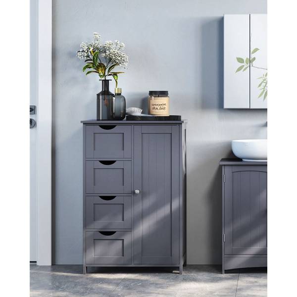 Badezimmerschrank Port-au-Prince Grau - Holzwerkstoff - 55 x 82 x 30 cm