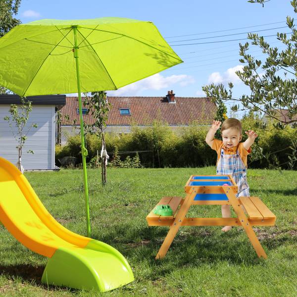 Kindersitzgruppe Holz für Garten Blau - Braun - PVC - 90 x 49 x 85 cm