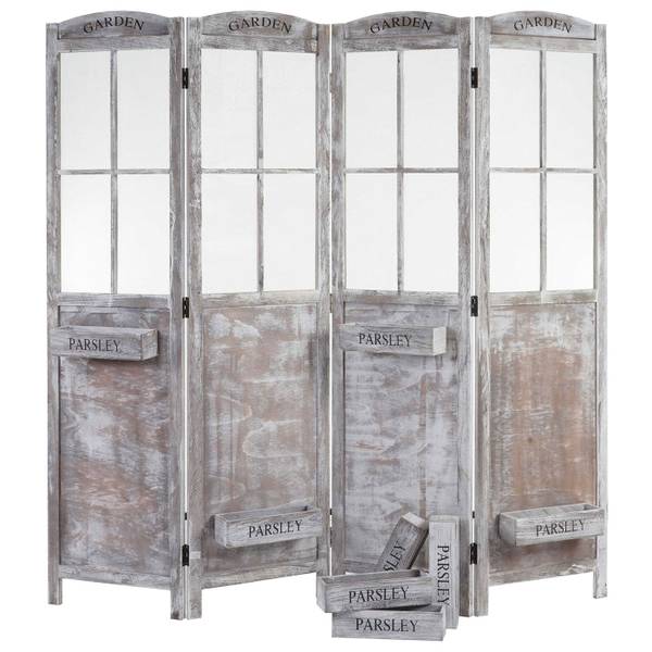 Paravent M66 bruin - grijs - paulownia - 180 x 170 x 22 cm