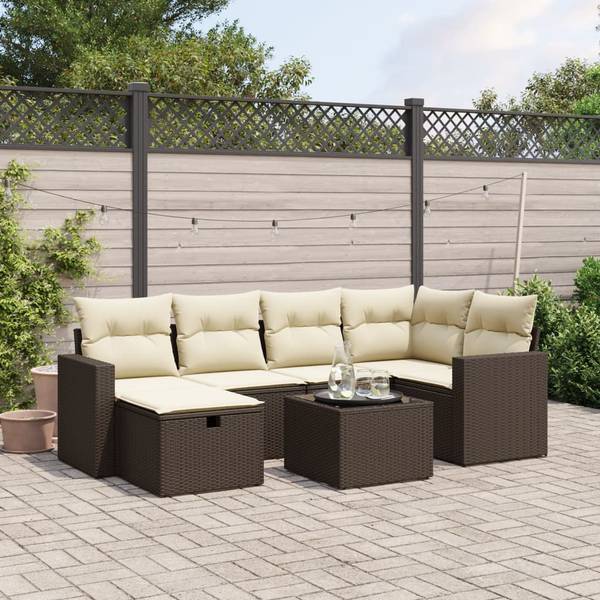 Salon de jardin 3036420-1 (lot de 7) Marron - Crème