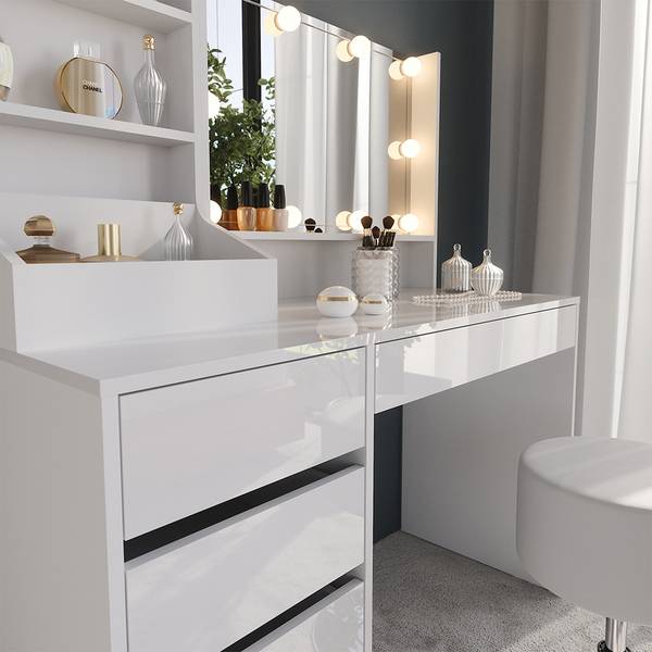 Coiffeuse Sherry 57607 Blanc - Bois manufacturé - 120 x 76 x 51 cm