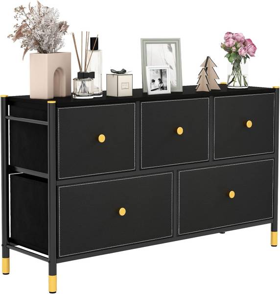 Stoffen dressoir VL32431NWNL zwart - plaatmateriaal op houtbasis - 30 x 59 x 100 cm