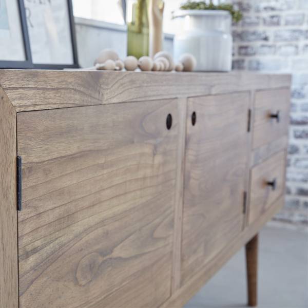 Kommode Beige - Massivholz - 180 x 84 x 45 cm