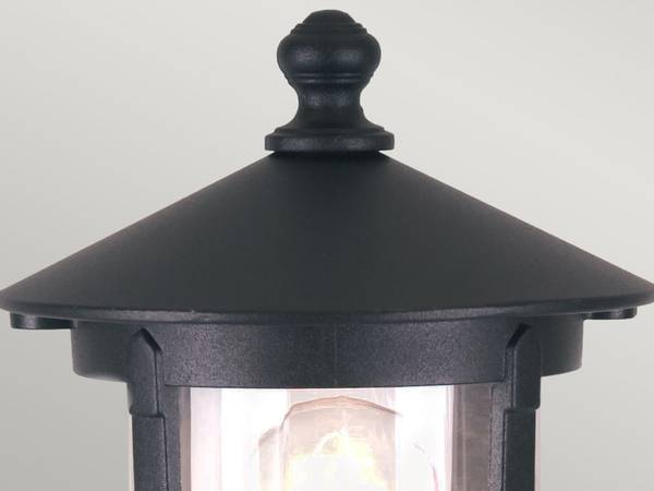 LED Sockelleuchte Landhausstil, 34cm Schwarz - Aluminium - Klarglas - 15 x 34 x 21 cm