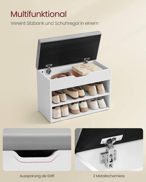 Schuhbank 100634 Weiß - Holzwerkstoff - 73 x 48 x 17 cm