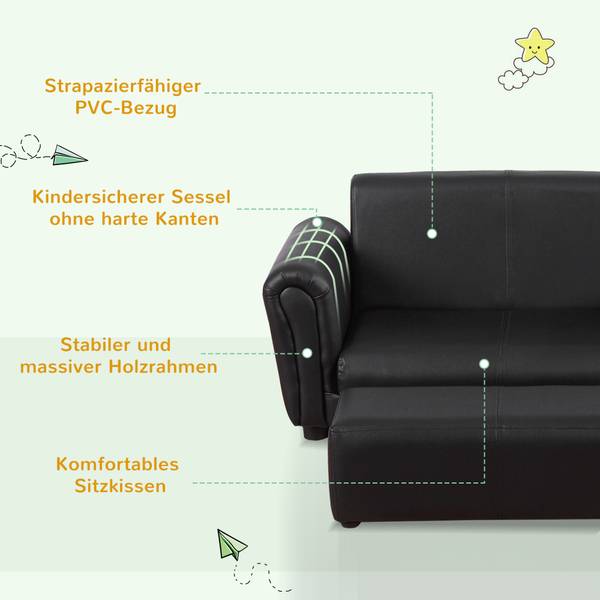 Kindersessel mit Fußhocker 310-005BK Braun - Massivholz - 42 x 41 x 83 cm