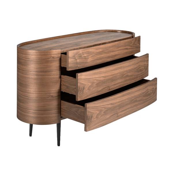 Kommode 7075 Schwarz - Braun - Walnuss - Zink - 135 x 75 x 48 cm