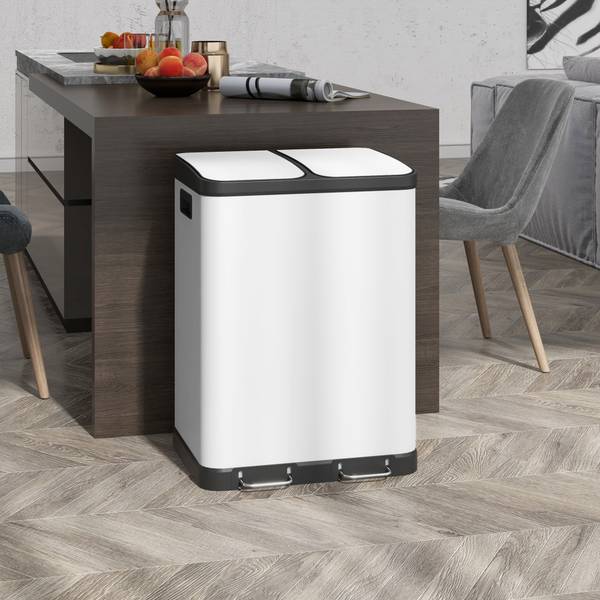 Afvalemmer 851-035V00WT wit - metaal - 40 x 67 x 49 cm