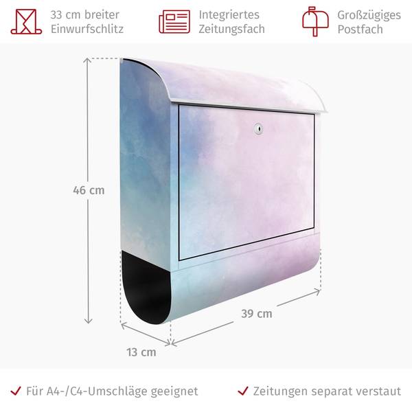 Briefkasten Aquarellstruktur Symbiose Violett - Stahl - 39 x 46 x 13 cm