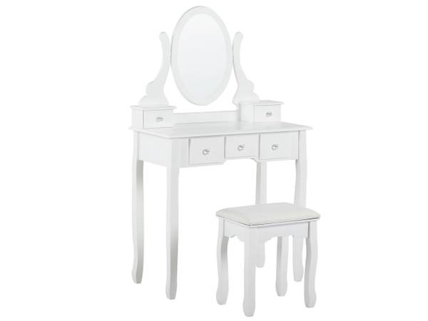 Coiffeuse GALAXIE Beige - Blanc - Bois manufacturé - 80 x 137 x 40 cm