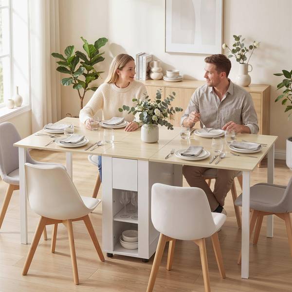 Opvouwbare eettafel 83A-501V90WT wit - plaatmateriaal op houtbasis - 85 x 73 x 169 cm