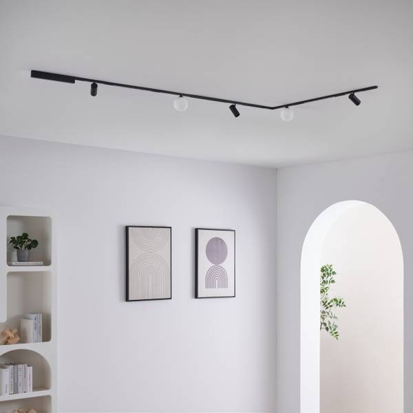 LED-Schienensystem Lyne Schwarz - Metall - 100 x 12 x 200 cm