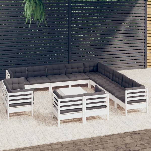 Salon de jardin 3012524 (lot de 14) Blanc - Polyester - Pin - 63 x 28 x 64 cm