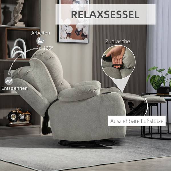 Relaxsessel 839-787V00BN Grau - Microfaser - Polyester - 95 x 102 x 87 cm