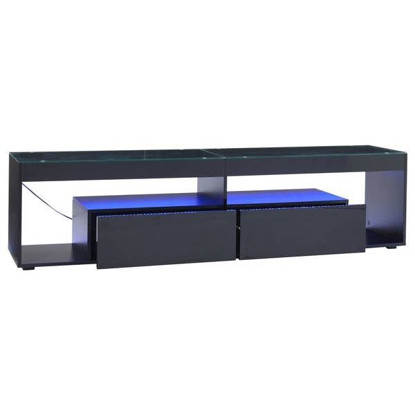 LED-Hochglanz TV-Schrank Ourea Ⅲ Schwarz - Sicherheitsglas - 40 x 46 x 180 cm