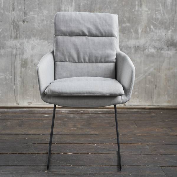 Chaise VINCE Microfibre pied traîneau Gris - Coton - 60 x 92 x 58 cm