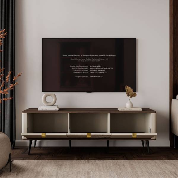 TV-Schrank AUTUMN Beige - Schwarz - Kaschmir - Nussbaum Dekor