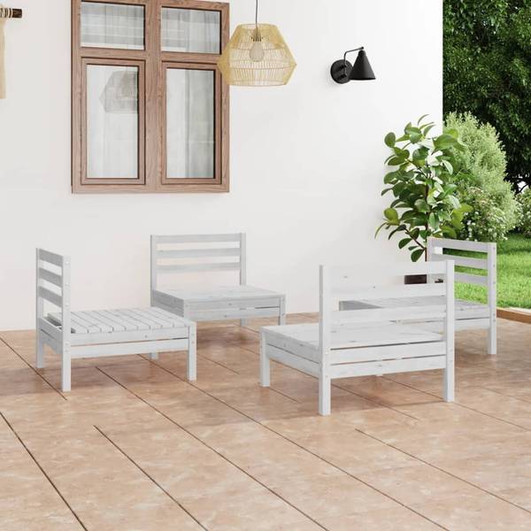 Garten-Lounge-Set 3008516 (4-teilig) Weiß - Kiefer - 64 x 63 x 64 cm