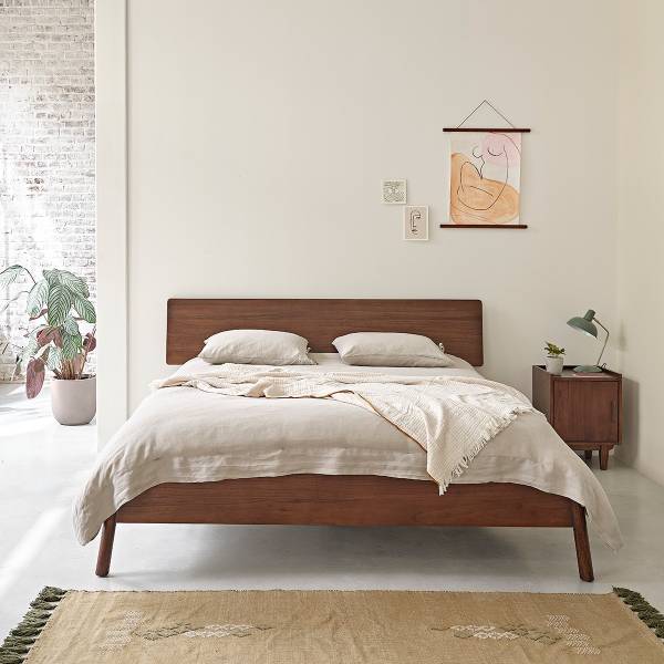 Bett mit Lattenrost VINTAGE Braun - Massivholz - 189 x 95 x 215 cm