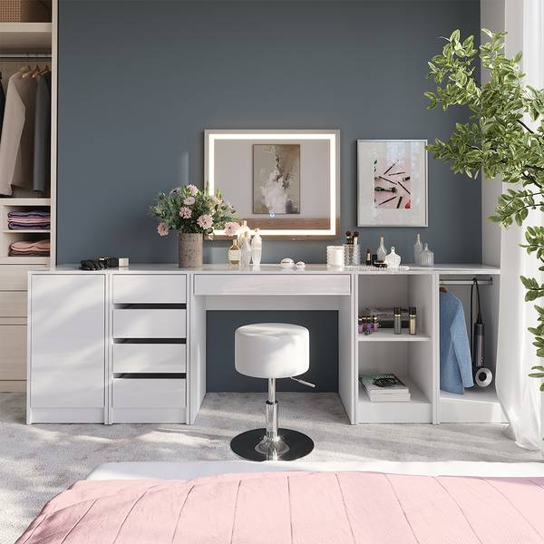 Coiffeuse Sherry 57676 Blanc - Bois manufacturé - 82 x 76 x 51 cm