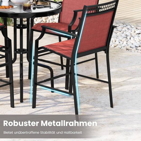Gartenstühle ZB33852DQ-4DE (2er Set) Rot - Metall - 62 x 114 x 66 cm