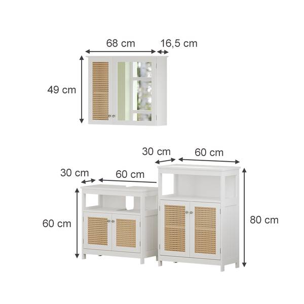 Badmöbel-Set Rosario 40451, 3er Set Weiß - Holzwerkstoff - 60 x 60 x 30 cm