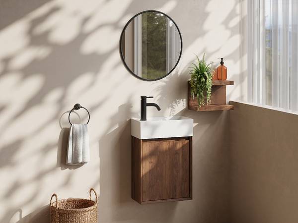 Möbel-Handwaschbecken SOREL Dunkelbraun - Weiß